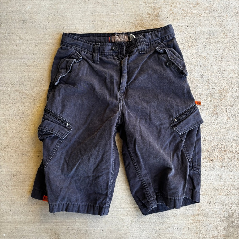 Old Navy Boys Cargo Shorts Size 14 Charcoal Gray Cotton Canvas Utility Pockets